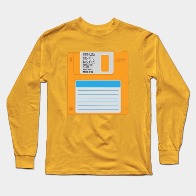 Floppy Disk ( Marigold Orange Colorway) Analog / Computer Long Sleeve T-Shirt by Analog Digital Visuals